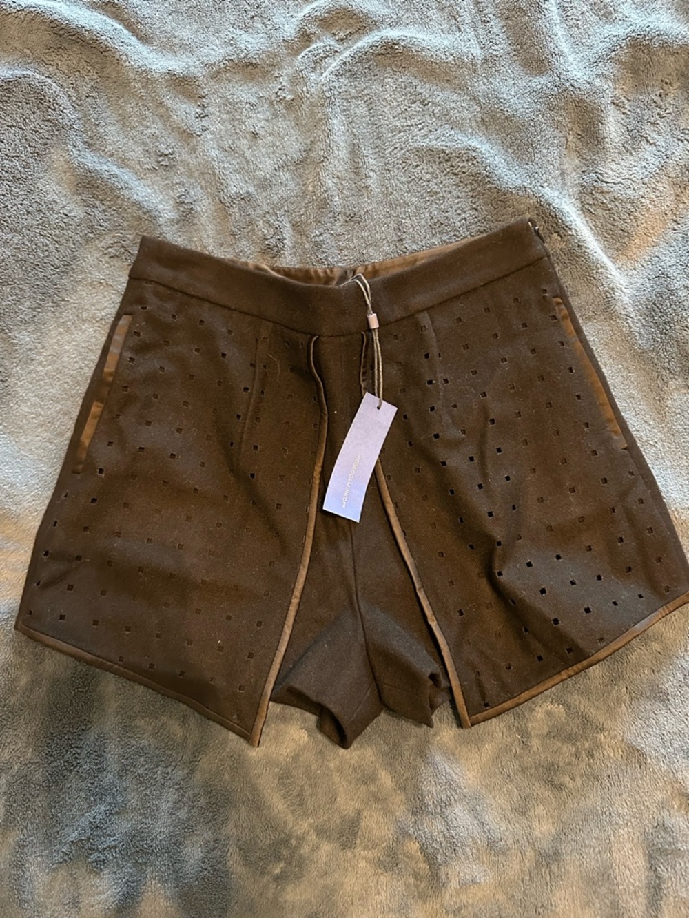 Rebecca Minkoff Brown Perforated Skort